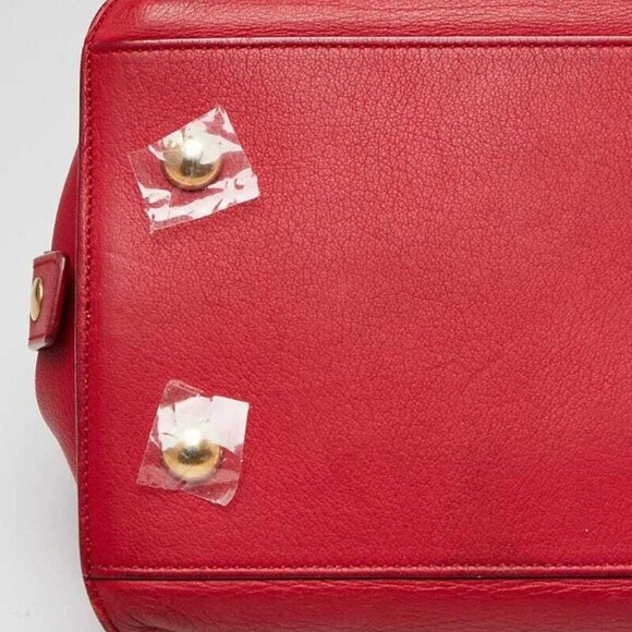 Yves Saint Laurent Red Calfskin Leather Small Cabas ChYc Bag - Picture 8 of 12